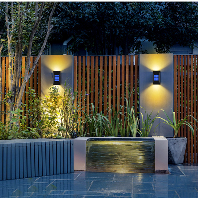 Milalit Modern Solar 6 LED Wall Wash Street Light Up Down Two Sides Illumination IP65 Flexible Smart Washer Security Lamp Outside Lighting Wall Mounted Outdoor for Home Restaurant Hotel Bar Balcony