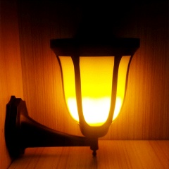 Milalit Flickering Unique 96 LED Solar Torch Light Flame Fire Decorative Wall Mounted Lamp for Yard Fence Garden Pathway Patio Hotel