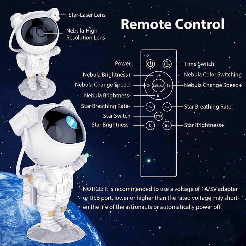 Milalit Astronaut Galaxy Light Projector Space Buddy Projector Night Light for Bedroom with Remote Control and Timer Astro Alan Star Ceiling Projector Spaceman Evening Lamp for Gaming Room Home Theater Birthday Valentine's Day