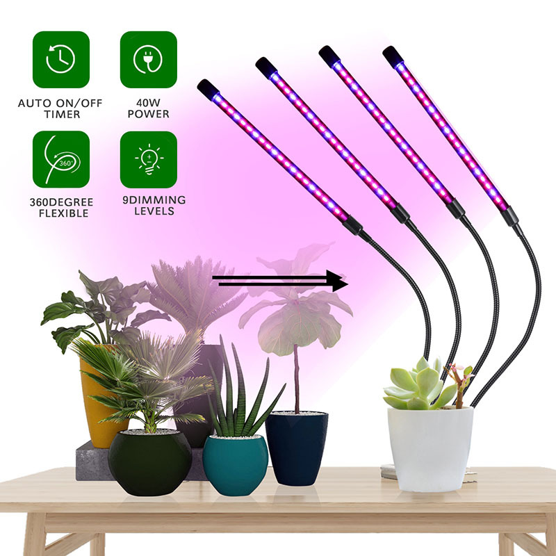 Milalit 4 in 1 40W LED Grow Light Color Changeable Dimming Timing Lighting Bar Growing Lamp with Clamp for Indoor Medical Greenhouse Green Room Garden Plants Fruits Vegetables Growing with Controller