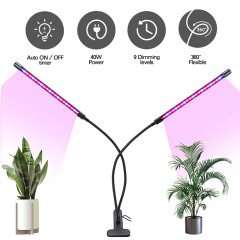 Milalit USB Double 2 Heads 2 in 1 LED Plant Grow Light with Timing Dimming Function Red Blue LED Lamp for Indoor Fruit Vegetables Potted Plant Lighting