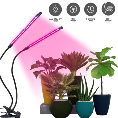 Milalit USB Double 2 Heads 2 in 1 LED Plant Grow Light with Timing Dimming Function Red Blue LED Lamp for Indoor Fruit Vegetables Potted Plant Lighting