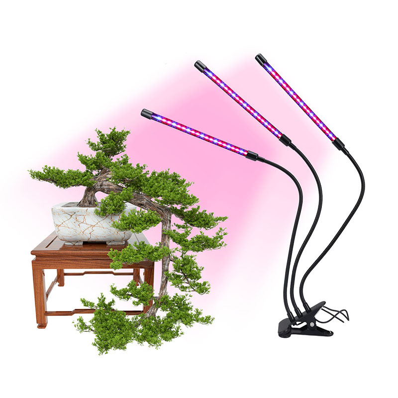 Milalit 3 Heads USB Interface 30W LED Grow Lamp Energy Save Growing Light with EU US UK Plug for Potted Plants Indoor Vegetable Fruits Tomatoes Flower Growing with Clamp Fixed Dimming Timer Function 3 in 1 Version
