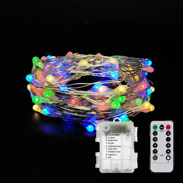 Milalit Battery Powered 10m 100LED Copper Decorative String Light for Holiday Christmas Tree Wedding Proposal Birthday Party Tree Decoration with Waterproof Power Case Remote Control