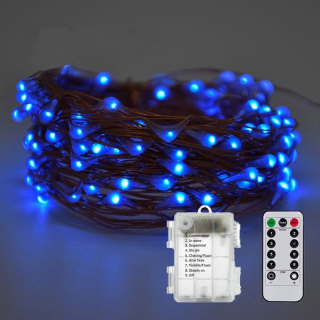 Milalit Battery Powered 10m 100LED Copper Decorative String Light for Holiday Christmas Tree Wedding Proposal Birthday Party Tree Decoration with Waterproof Power Case Remote Control