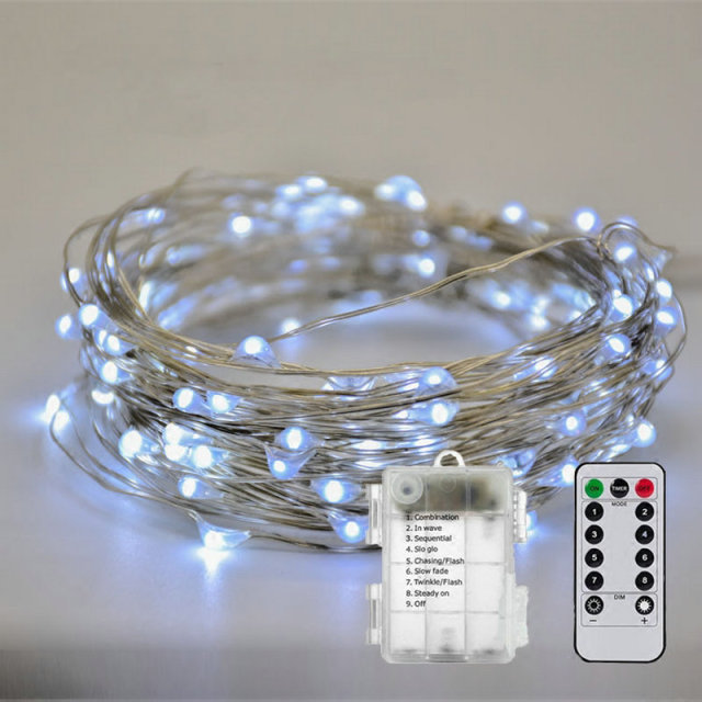 Milalit Battery Powered 10m 100LED Copper Decorative String Light for Holiday Christmas Tree Wedding Proposal Birthday Party Tree Decoration with Waterproof Power Case Remote Control