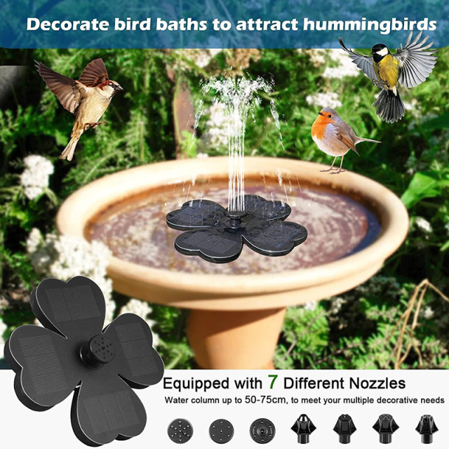Milalit  Four Leaf Clover Shape Solar Water Fountain for Animal Bird Bath Lucky Clover Solar Floating Water Pump for Pond Tank Garden Outdoor Decoration Mother Friend Gifts