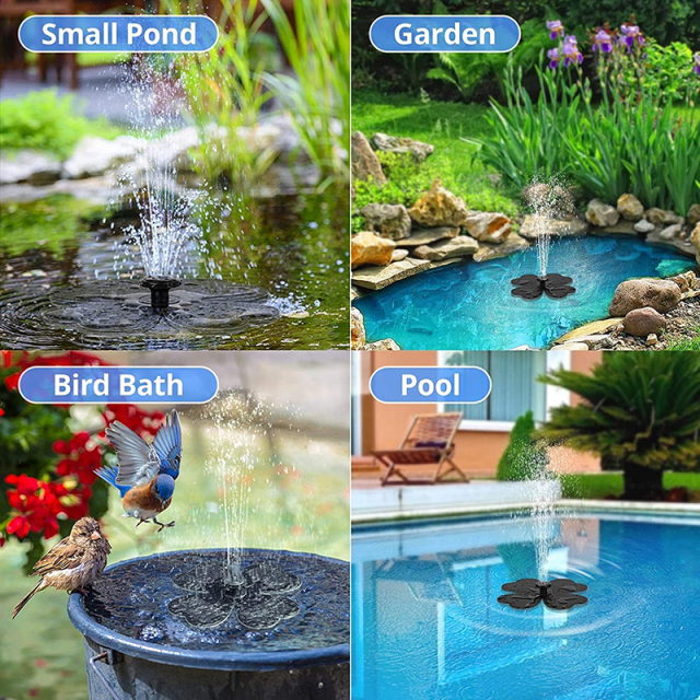 Milalit  Four Leaf Clover Shape Solar Water Fountain for Animal Bird Bath Lucky Clover Solar Floating Water Pump for Pond Tank Garden Outdoor Decoration Mother Friend Gifts