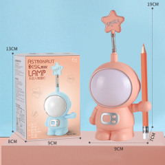 Milalit Modern Astronaut Solid Color LED Night Light Star Shape Design Table Book Lamp Reading Light with Pencil Sharpener Pen Holder for Students Kid Children Birthday Gift