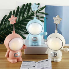 Milalit Modern Astronaut Solid Color LED Night Light Star Shape Design Table Book Lamp Reading Light with Pencil Sharpener Pen Holder for Students Kid Children Birthday Gift