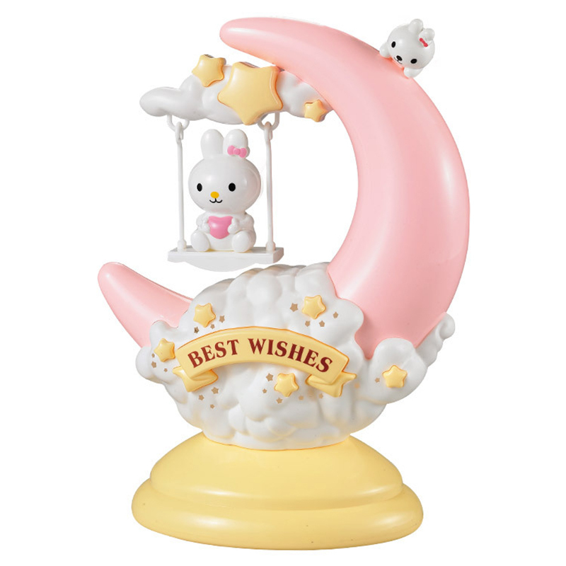Milalit USB Rechargeable Cartoon Moon Light Touch Dimming Swing Pink Rabbit Kitty Blue Panda Yellow Bear LED Table Lamp for Kid Children Friends Birthday Gift