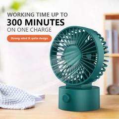 Milalit USB Rechargeable Built-in Battery Desktop Fan Air Cooler Adjustable Table Portable Handheld 3 Gear Speed Mini Fan for Office Birthday Business Gift White Dark Green Navy Blue