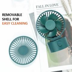 Milalit USB Rechargeable Built-in Battery Desktop Fan Air Cooler Adjustable Table Portable Handheld 3 Gear Speed Mini Fan for Office Birthday Business Gift White Dark Green Navy Blue