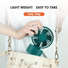 Milalit USB Rechargeable Built-in Battery Desktop Fan Air Cooler Adjustable Table Portable Handheld 3 Gear Speed Mini Fan for Office Birthday Business Gift White Dark Green Navy Blue