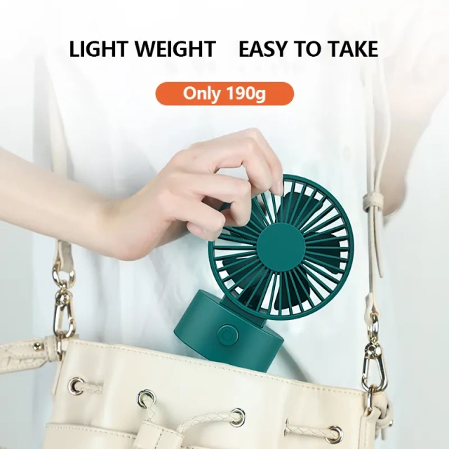 Milalit USB Rechargeable Built-in Battery Desktop Fan Air Cooler Adjustable Table Portable Handheld 3 Gear Speed Mini Fan for Office Birthday Business Gift White Dark Green Navy Blue