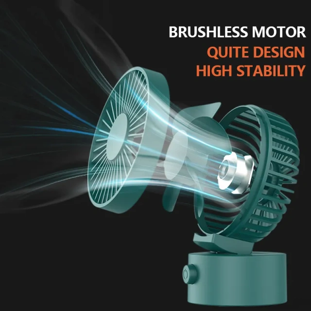 Milalit USB Rechargeable Built-in Battery Desktop Fan Air Cooler Adjustable Table Portable Handheld 3 Gear Speed Mini Fan for Office Birthday Business Gift White Dark Green Navy Blue