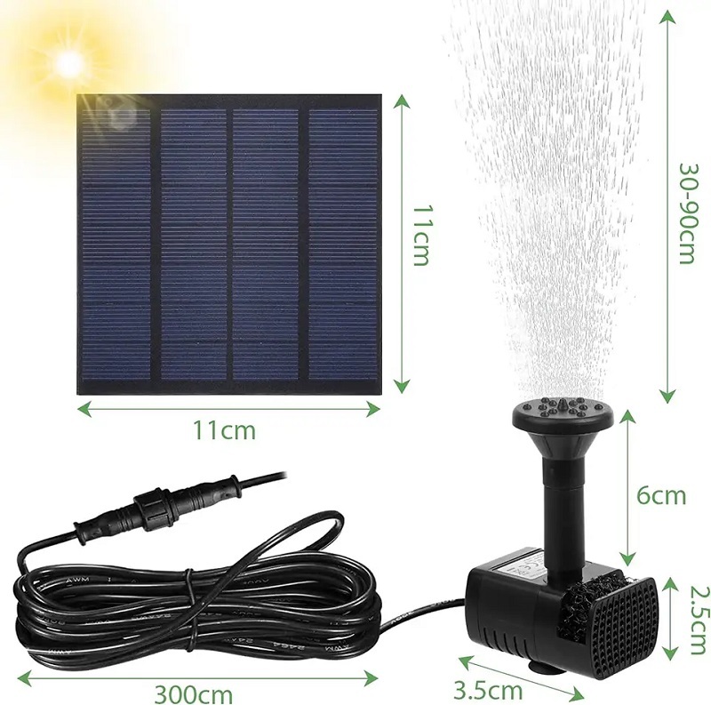 Milalit Solar Powered Fountain Free Floating Standing Water Pump for Birdbath Garden Large Small Pond Fountain Lake Floating Tank 7v 1.8w Fish Tank