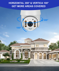 Milalit Wireless Solar Camera Outdoor Alert PTZ WiFi Security Cameras with Spotlight Color Night Vision PIR Motion Detect 4MP 3MP 4G SIM Camera Light with TF Memory Card