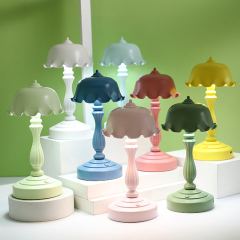 Milalit Sweet Flower Hat Shape USB Indoor LED Nursery Light Solid Color Simple Modern Style Reading Table Lamp for Children Kids Friends Office Bedroom Living Room Pink Green Blue Yellow White Color Option