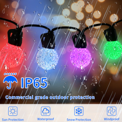 G40 Bluetooth APP Controlled 2.4G Remote Control Colorful Crystal Ball String LED Lighting Bulbs 15m 15 LED 20LED Acrylic CE RoHs UL FCC UCKA Certified Waterproof Outdoor String Lamps for Holiday Christmas Halloween Party