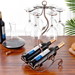 Milalit Metal Wine Glasses Bronze Bottles Holders Iron Elegant High End G-Shaped Leaf Decor Wrought Display Stand Rack for Wine Alcohol Liquor Spirits Cocktail Brandy Whiskey Home Bar Kitchen Exhibition Decoration