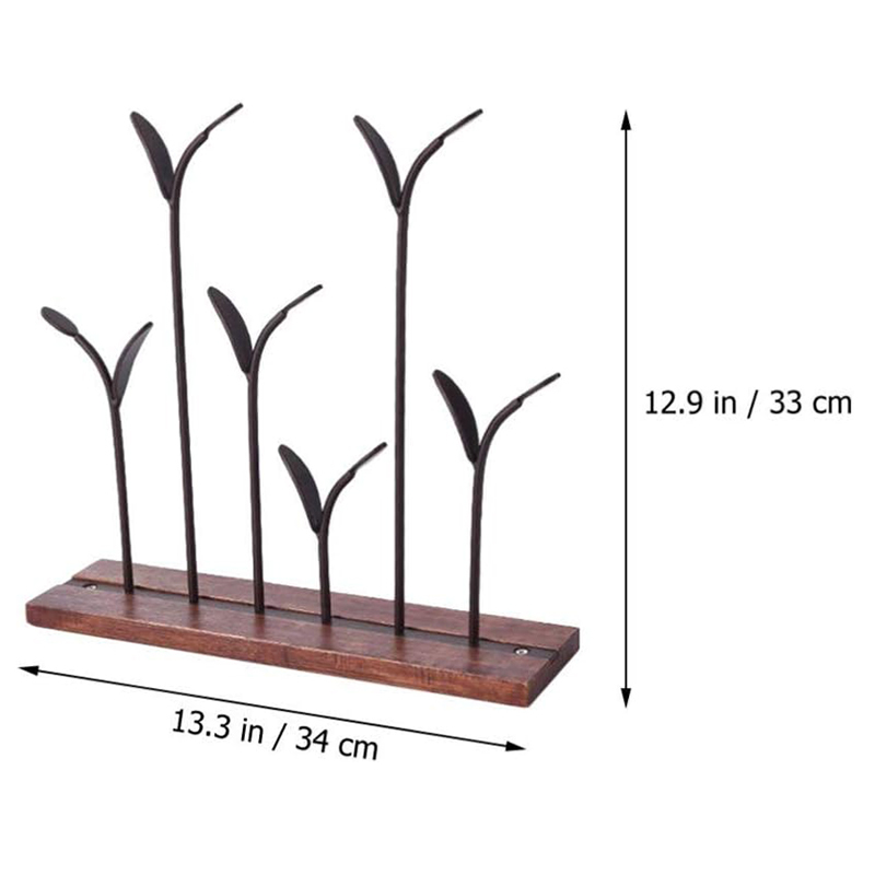 Milalit Bronze Metal Europe Style Decorative Iron Holding Rack Display Stand Holders for Jewelry Sun Glasses Keys Watches Necklace with Wooden Base Stable Freestanding