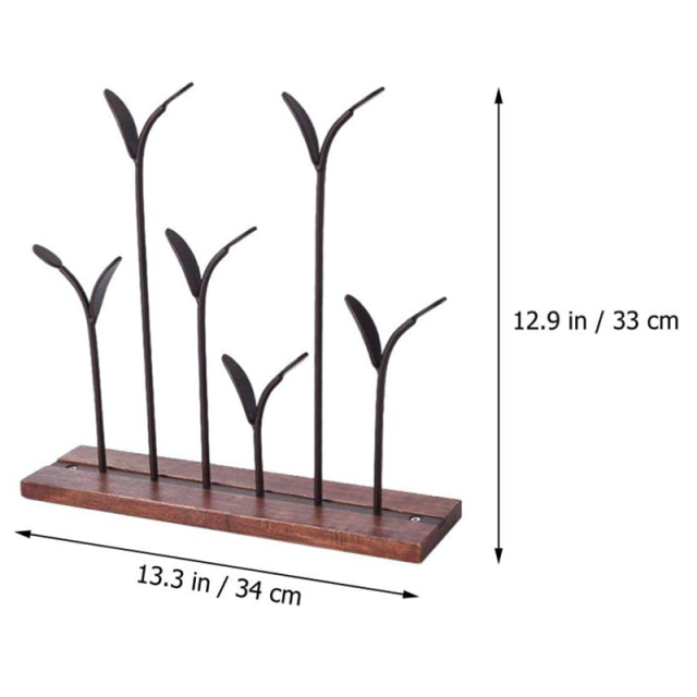 Milalit Bronze Metal Europe Style Decorative Iron Holding Rack Display Stand Holders for Jewelry Sun Glasses Keys Watches Necklace with Wooden Base Stable Freestanding