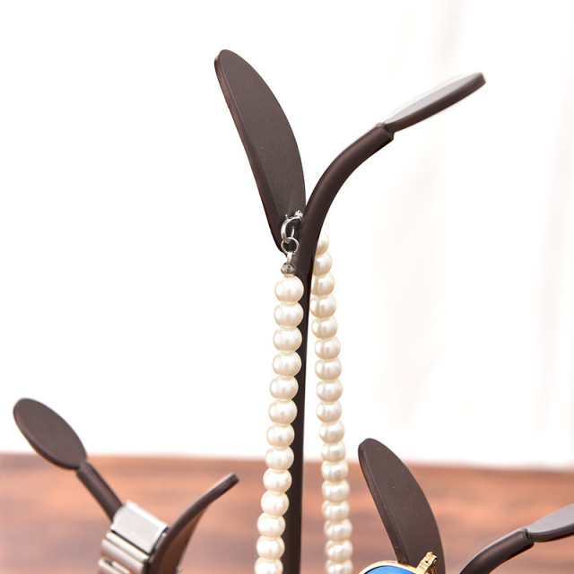 Milalit Bronze Metal Europe Style Decorative Iron Holding Rack Display Stand Holders for Jewelry Sun Glasses Keys Watches Necklace with Wooden Base Stable Freestanding