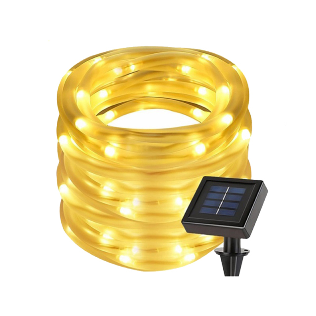 Milalit 8 Modes Solar Rope Lights Plastic String Lamps 12M Waterproof 100LED for Indoor Outdoor Garden Party Christmas Patio Lawn Decor Rope Waterproof Tube Light Copper Wire Fairy Lights for Fence Christmas Diwali Decoration