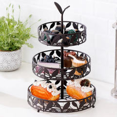 Milalit European Style Multi-Layer Wrought Iron Fruit Plate Bronze  Hollow Carved 3 Layers Candy Plate Afternoon Tea Dessert Rack Holder for Restaurant Home Kitchen Cake Shop Snack Bar Hotel Office Restaurant