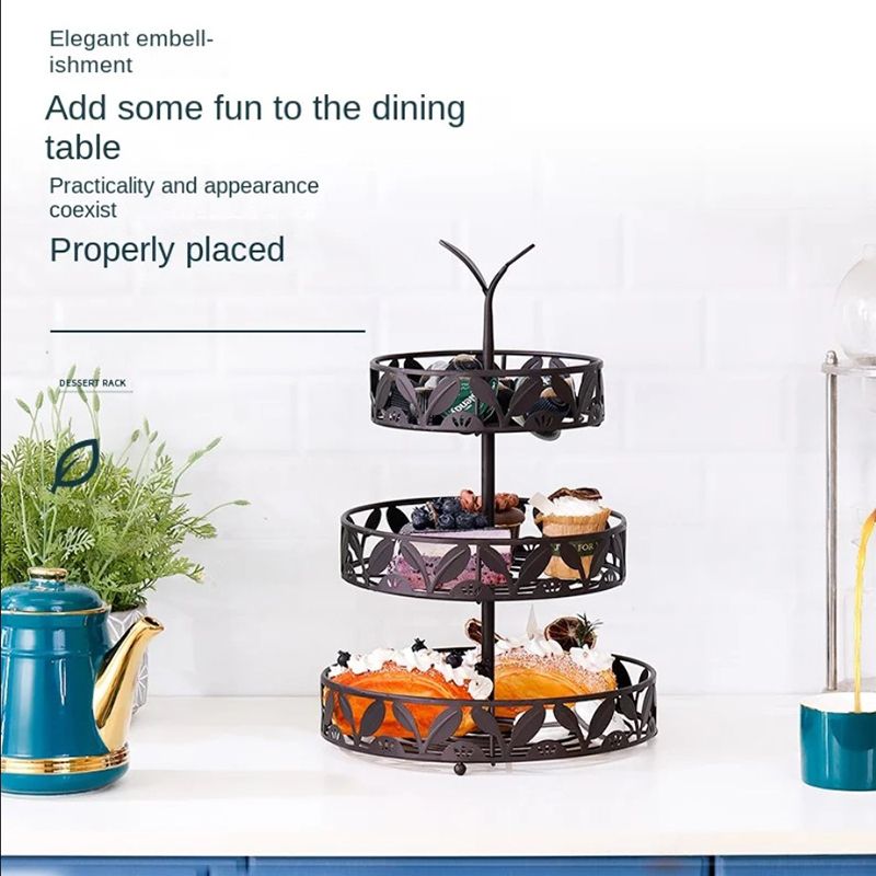 Milalit European Style Multi-Layer Wrought Iron Fruit Plate Bronze  Hollow Carved 3 Layers Candy Plate Afternoon Tea Dessert Rack Holder for Restaurant Home Kitchen Cake Shop Snack Bar Hotel Office Restaurant