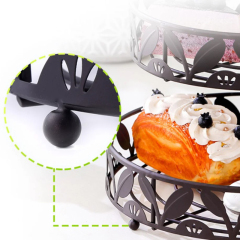 Milalit European Style Multi-Layer Wrought Iron Fruit Plate Bronze  Hollow Carved 3 Layers Candy Plate Afternoon Tea Dessert Rack Holder for Restaurant Home Kitchen Cake Shop Snack Bar Hotel Office Restaurant