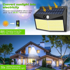 Milalit New Solar Lights for Outdoor Use with Motion Sensor 248 LED Wall Light Outdoor 3 Lighting Modes IP65 Waterproof Lamp Outdoor Lamp for Garden Garage Yard Terrace Aisle Patio Balcony
