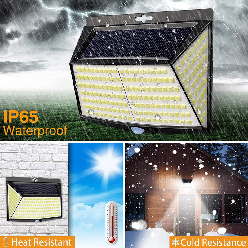 Milalit 228 Led Solar Security Light Outdoor Garden Fence Lights 270° Wide Angle 228LED Solar Motion Sensor Lamps Waterproof 3 Lighting Modes Sunlight Powered Wall Light for Patio Garage Yard Pathway Porch Balcony