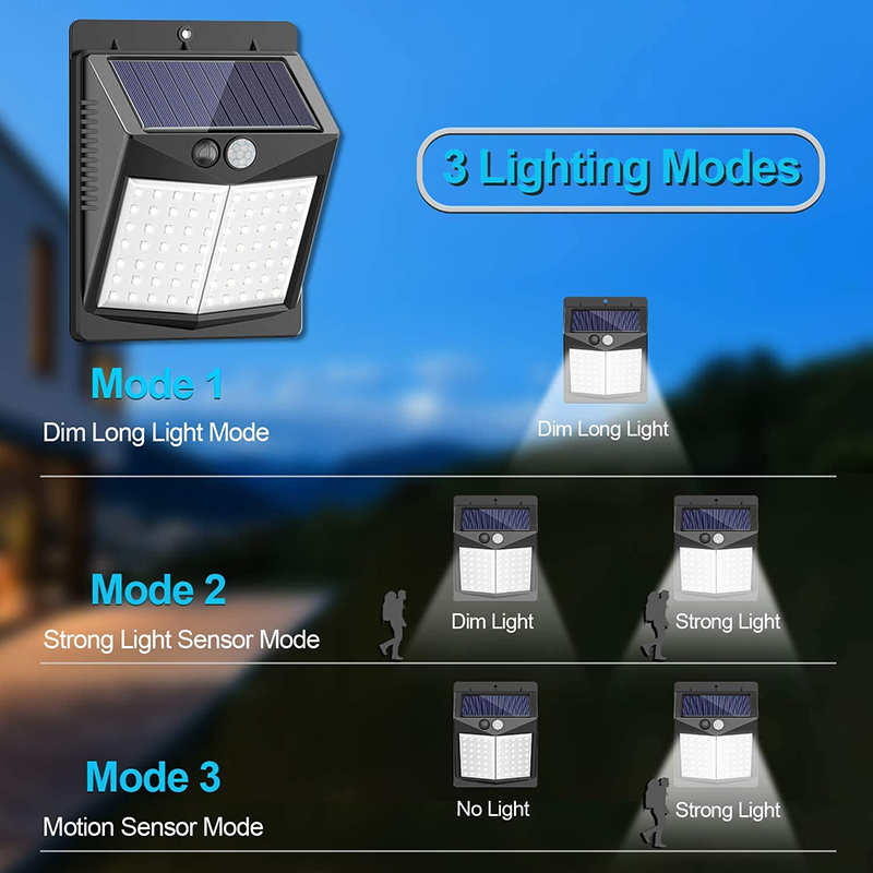 Milalit 50 LED Solar Lights Outdoor Waterproof with 270° Wide Angle 50LED Sunlight Powered Security Lights Motion Sensor Wall Lamp Intelligent Motion Sensing Light for Garden Patio Balcony Front Door Garage