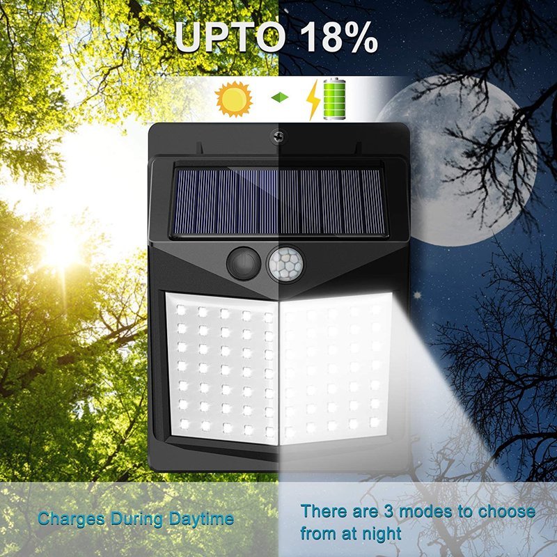 Milalit 50 LED Solar Lights Outdoor Waterproof with 270° Wide Angle 50LED Sunlight Powered Security Lights Motion Sensor Wall Lamp Intelligent Motion Sensing Light for Garden Patio Balcony Front Door Garage