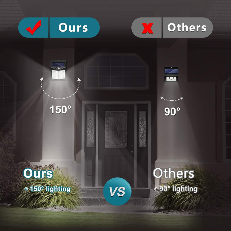 Milalit 50 LED Solar Lights Outdoor Waterproof with 270° Wide Angle 50LED Sunlight Powered Security Lights Motion Sensor Wall Lamp Intelligent Motion Sensing Light for Garden Patio Balcony Front Door Garage