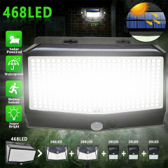 Milalit 468LED Super Bright Solar Garden Wall Lamp 1/2/4 Pack Solar Motion Sensor Street Light with 3 Lighting Modes Built-in Human Sensor 270° Wide Angle Outdoor Waterproof IP65 Security Light for Villa Front Door Deck