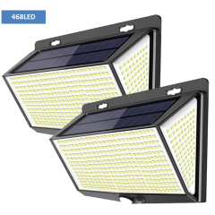 Milalit 468LED Super Bright Solar Garden Wall Lamp 1/2/4 Pack Solar Motion Sensor Street Light with 3 Lighting Modes Built-in Human Sensor 270° Wide Angle Outdoor Waterproof IP65 Security Light for Villa Front Door Deck