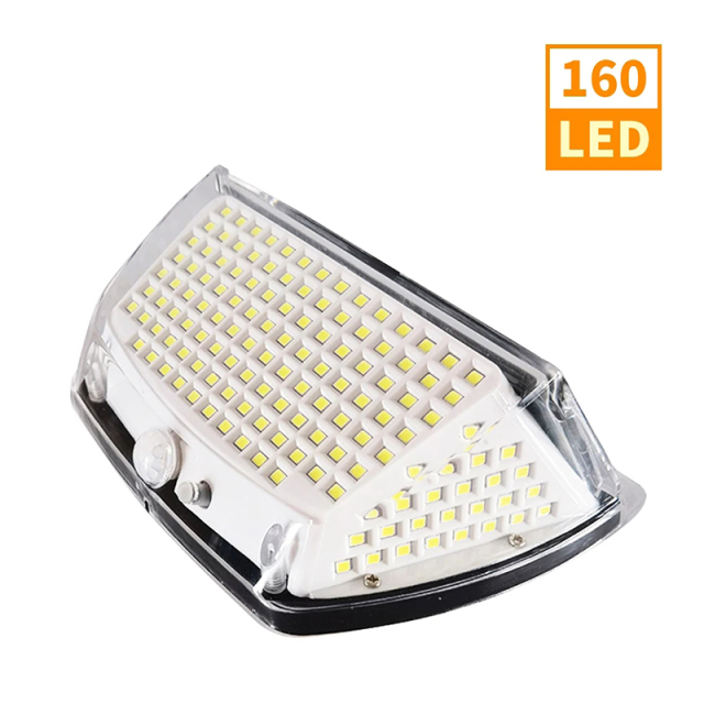 Milalit 160LED Solar LED Outdoor Light 160 LED 3 Sides Solar Powered Energy Saving 3 Lighting Modes with Human Motion Sensor Fence Garden Security Wall Lamp for Christmas Festival Holiday Lighting Decoration