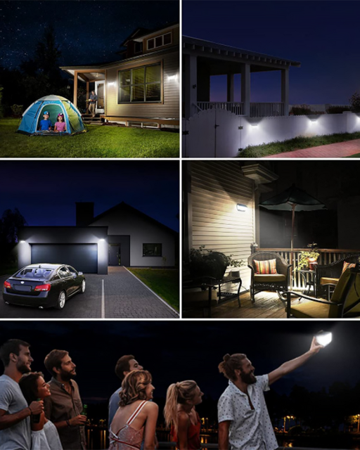 Milalit 160LED Solar LED Outdoor Light 160 LED 3 Sides Solar Powered Energy Saving 3 Lighting Modes with Human Motion Sensor Fence Garden Security Wall Lamp for Christmas Festival Holiday Lighting Decoration