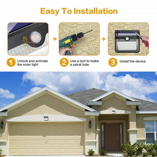 Milalit 160LED Solar LED Outdoor Light 160 LED 3 Sides Solar Powered Energy Saving 3 Lighting Modes with Human Motion Sensor Fence Garden Security Wall Lamp for Christmas Festival Holiday Lighting Decoration