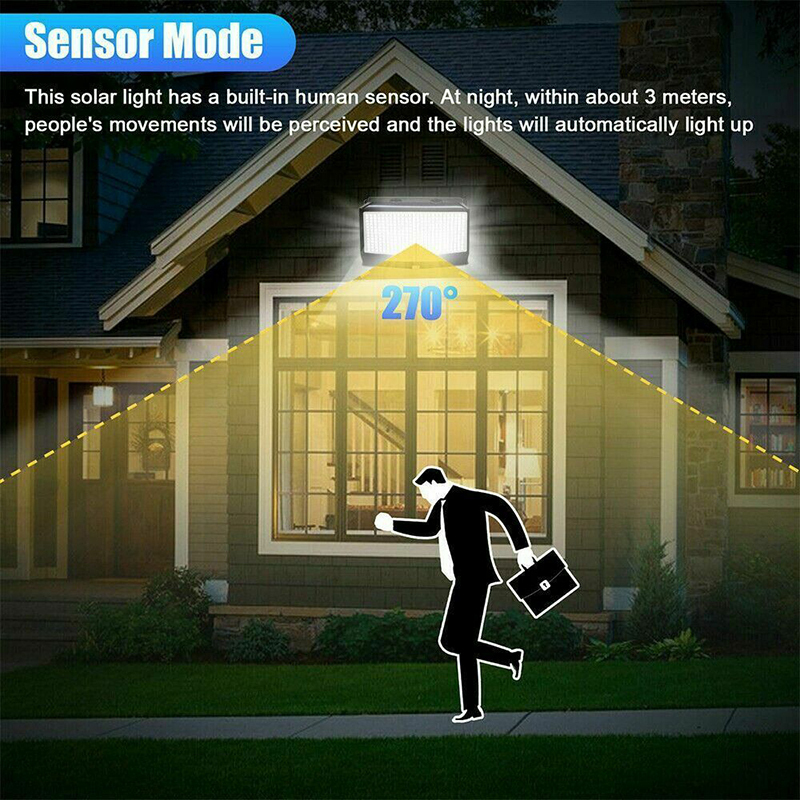 Milalit 468LED Super Bright Solar Garden Wall Lamp 1/2/4 Pack Solar Motion Sensor Street Light with 3 Lighting Modes Built-in Human Sensor 270° Wide Angle Outdoor Waterproof IP65 Security Light for Villa Front Door Deck