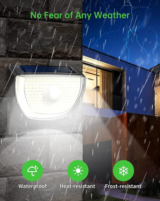 Milalit 200LED Solar PIR Motion Sensor Lights Outdoor Solar Powered Security Lights 3 Intelligent Lighting Modes Wireless Wide Angle Wall Lamps IP65 Waterproof for Yard Stairs Garage Fence Porch