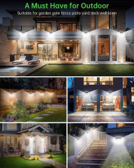Milalit 200LED Solar PIR Motion Sensor Lights Outdoor Solar Powered Security Lights 3 Intelligent Lighting Modes Wireless Wide Angle Wall Lamps IP65 Waterproof for Yard Stairs Garage Fence Porch
