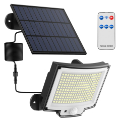 Milalit 228 LED Solar Outdoor Lights PIR Motion Sensor 3 Lighting Modes Flood Lights Dusk to Dawn IP65 Waterproof Led Solar Security Lights with Remote Control for Garage Patio Outside Yard Garden 5M Cable