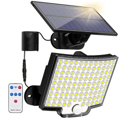 Milalit 106 LED Ultra Bright Outdoor Solar Light PIR Motion Sensor Wall Lights 4 Working Modes 106LED IP65 Waterproof Solar Security Lamp For Country House Garden Backyard Garage