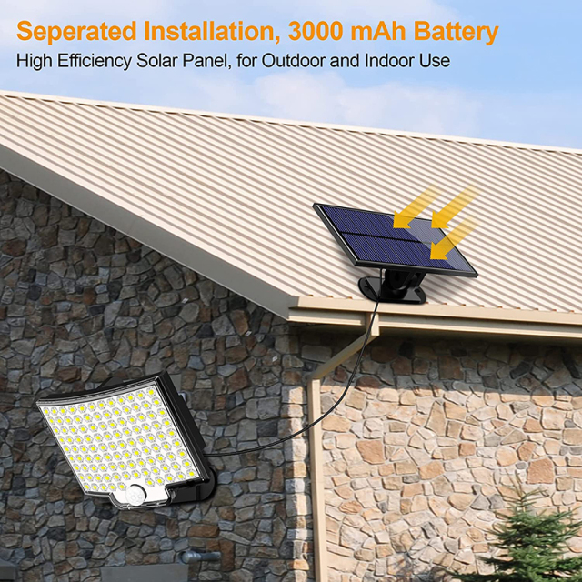 Milalit 106 LED Ultra Bright Outdoor Solar Light PIR Motion Sensor Wall Lights 4 Working Modes 106LED IP65 Waterproof Solar Security Lamp For Country House Garden Backyard Garage