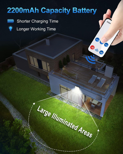 Milalit 228 LED Solar Outdoor Lights PIR Motion Sensor 3 Lighting Modes Flood Lights Dusk to Dawn IP65 Waterproof Led Solar Security Lights with Remote Control for Garage Patio Outside Yard Garden 5M Cable