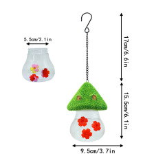 Milalit Garden Hanging Hummingbird Feeder Convenient Water Spout for Bird Honeybee Squirrel Lovers Seam Inside Mushroom Shape Glass Bottle Design Bird Feeder With Red Tie-dye Flowers Decorative Sun Protection birds Accessories Supplies